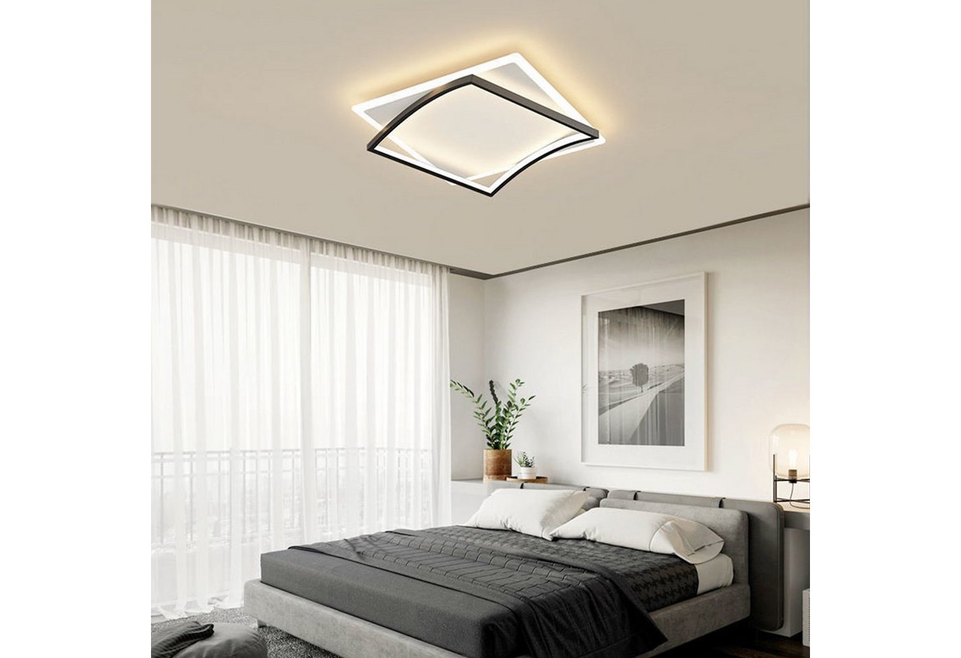 Daskoo Deckenleuchten LED Deckenlampe 50cm Modern Wohnzimmerlampe mit Fernbedienung, LED fest integriert, Warmweiß,Neutralweiß,Kaltweiß, LED Deckenleuchte stufenlos dimmbar von Daskoo