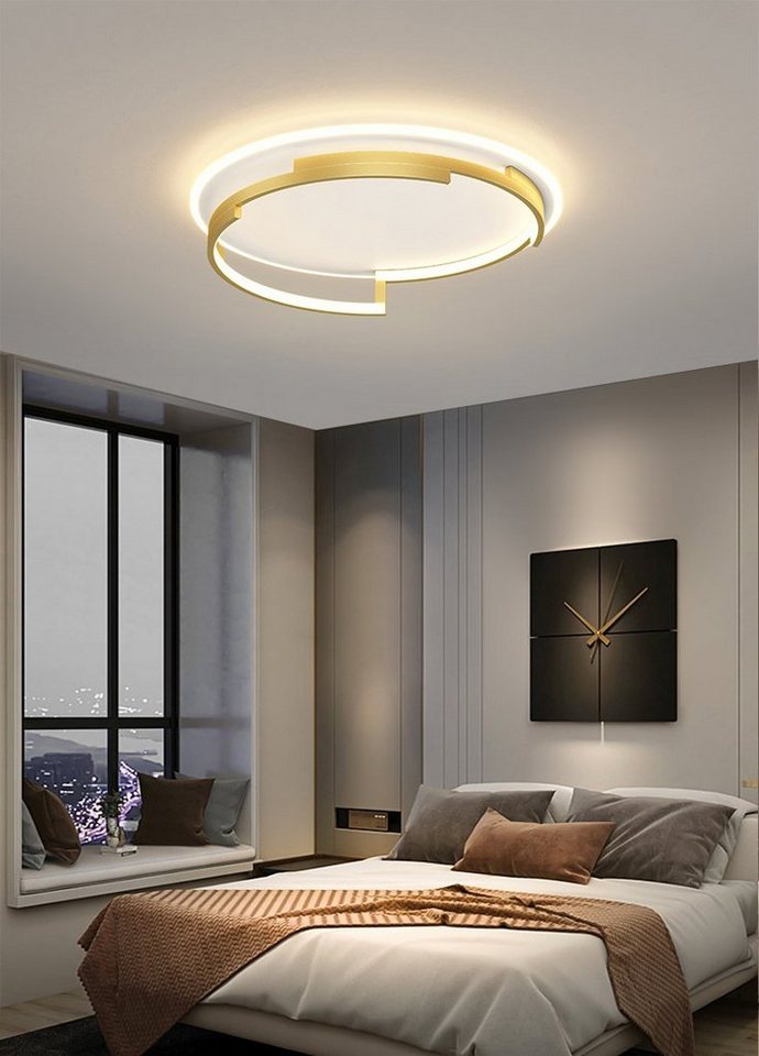 Daskoo Deckenleuchten Rund 50cm LED Deckenlampe mit Fernbedienung Dimmbar Wohnzimmer, LED fest integriert, Warmweiß/Neutralweiß/Kaltweiß, LED Deckenleuchte, Stufenloses Dimmen von Daskoo