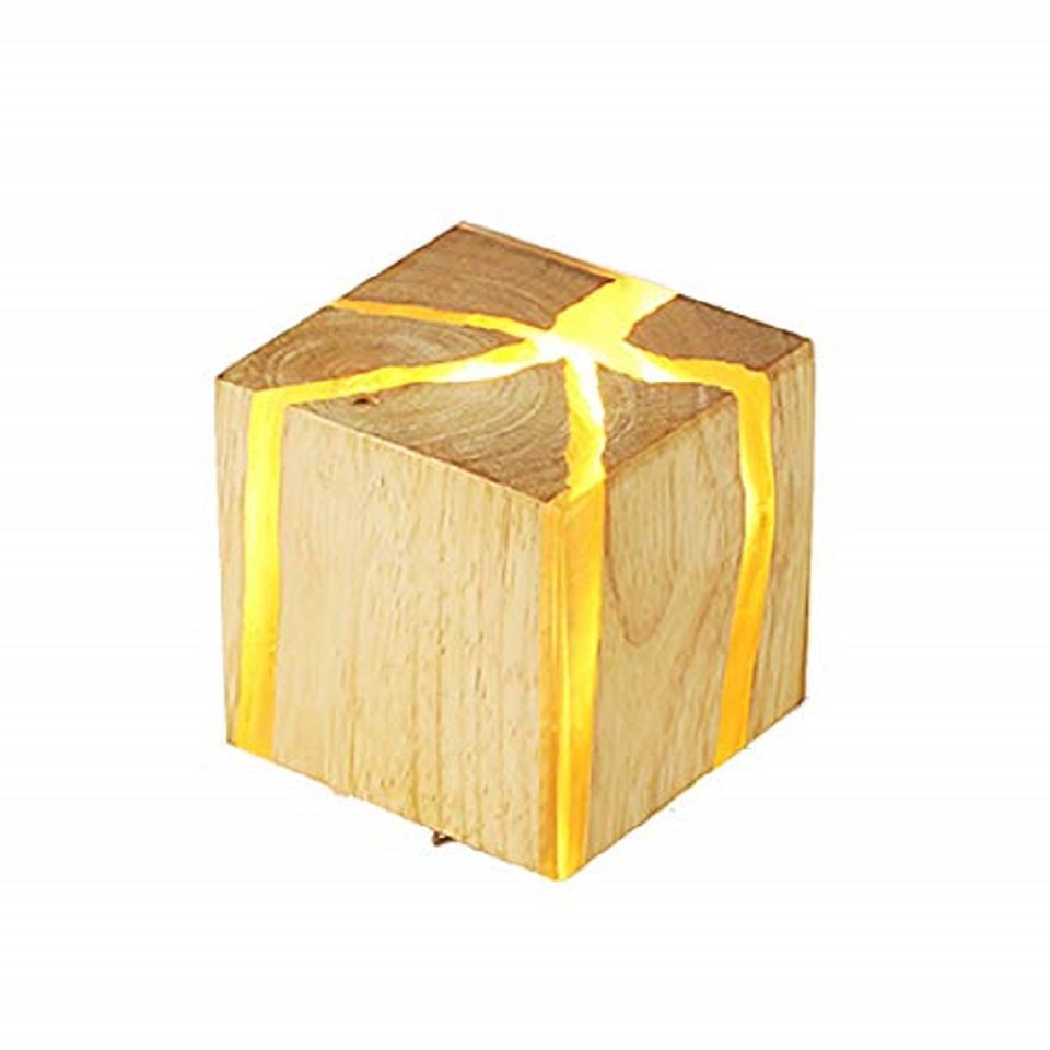 Daskoo LED Wandleuchte 2 Stück Wandleuchte Cube Wandlampe Holz Retro für Wohnzimmer, Flur von Daskoo