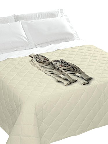 Italian Bed Linen Steppdecke, Format: Einzelbett, mit Digitaldruck, Format: 170 x 270 cm Tiger 170x270x1 cm Mehrfarbig von Italian Bed Linen