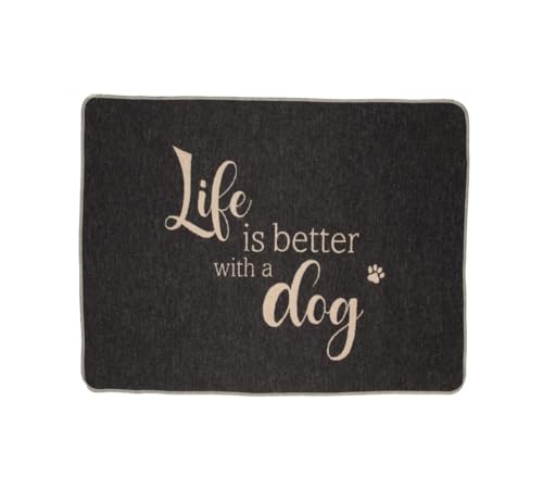 David Fussenegger Haustierdecke Life is Better Dog, klein anthrazit, 90x70 cm, 7319/98 von David Fussenegger