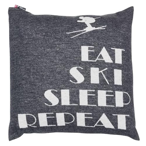 David Fussenegger Kissenhülle Silvretta 'Eat Ski Sleep Repeat' 50 x 50 cm Anthrazit von David Fussenegger