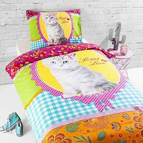 Day Dream kids Cat Miep Bettbezüge, Baumwolle, Multi, 140 x 200 cm von daydream
