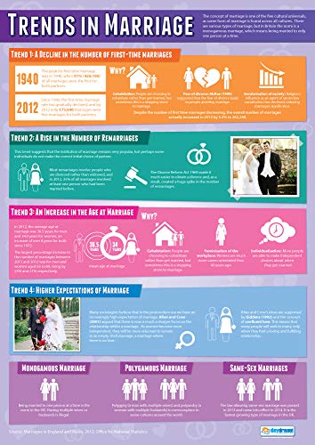 Daydream Education Poster „Trends in Marriage“, Glanzpapier, 850 mm x 594 mm (A1), Lerntafeln (englische Version), Soziologie-Poster von daydream