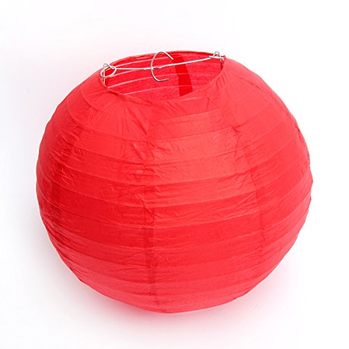 10 Stücke Papierlaterne Laterne Deko Feier Lampions Papierlampen 10"(25cm) (rot) von Dazone