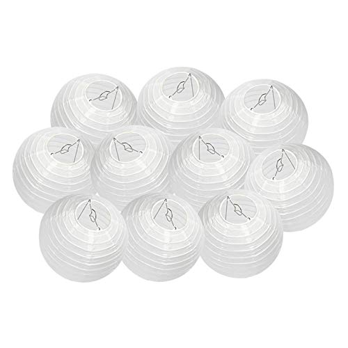 DAZONE Papierlaterne, 10 Stück, Lampenschirm, weiß, ohne LED-Lampion, chinesische Kugel, für Hochzeit, Geburtstag, Party, Haus, Weihnachten (20 cm) von Dazone