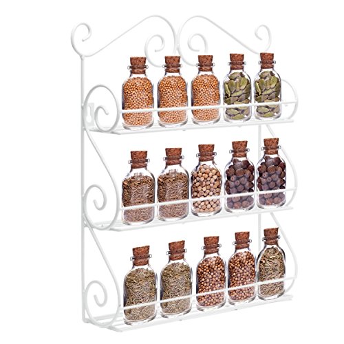 Dazone Gewürzregal für Gewürzdosen Gewürz Ständer ungefüllt Kräuterregal für die Küche, 3 stufiges Metall Küchen Organizer Set, hängend verwendbar Gewürz Aufbewahrung Spice Rack Gewürzhalter von Dazone