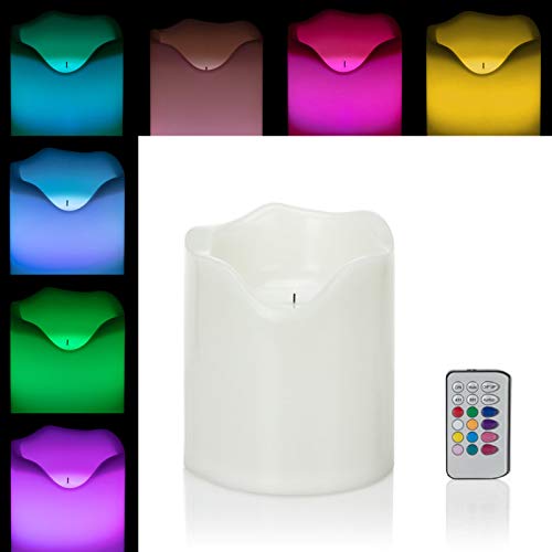 DbKW Große Outdoor XXL LED Bodenkerze, Kerze, Farbwechsel, 6 Stunden Timerfunktion… (20 cm, 10744 weiß) von DbKW