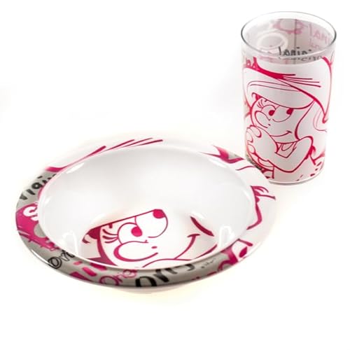 "Die Schlümpfe" Geschirr Set, Teller & Becher, Pink oder Blau - Smurf (PINK)… von DbKW