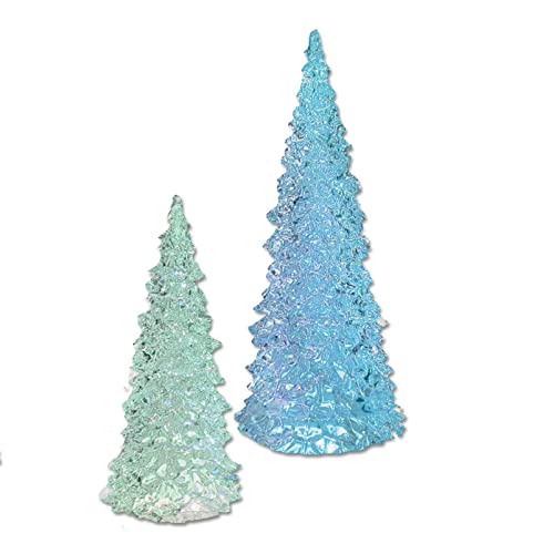 LED Acrylbäume 2er Set, Warmweiß Farbwechsel Weihnachtsbaum Acryl Beleuchtung Christbaum (Farbwechsel) von DbKW