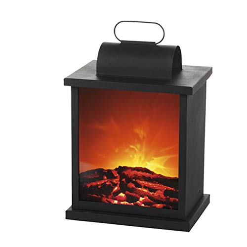 Metall und Glas - LED Kaminfeuer- Laterne - 30 cm Höhe - USB Anschluss/Netz- oder Batteriebetrieb. Tischkamin Laterne Tischfeuer mit Flammen-flackern Kaminlaterne… von DbKW