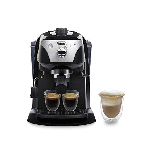 De'Longhi Espressomaschine EC 221.B – Espresso Siebträgermaschine mit manuellem Milchaufschäumer, für Kaffeepulver oder ESE Pads geeignet, 1 l Wassertank, schwarz von De'Longhi