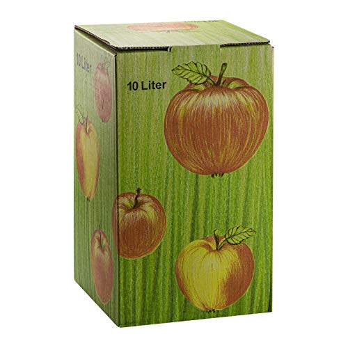 DeTec Bag in Box Karton Apfeldekor Apfelsaft Faltkarton Schachtel Most Saftkarton für Saftlagerung 3-5 - 10 Liter Füllmenge (5 STK, 10 Liter) von DeTec
