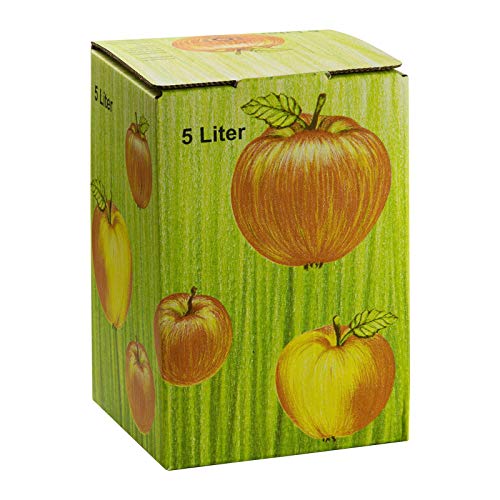 DeTec Bag in Box Karton Apfeldekor Apfelsaft Faltkarton Schachtel Most Saftkarton für Saftlagerung 3-5 - 10 Liter Füllmenge (5 STK, 5 Liter) von DeTec