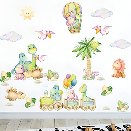 Wandtattoo Aquarell Dinosaurier Wandaufkleber Tier Heißluftballon für Baby Kinder Schlafzimmer Kinderzimmer Wanddekoration von Decalsweet