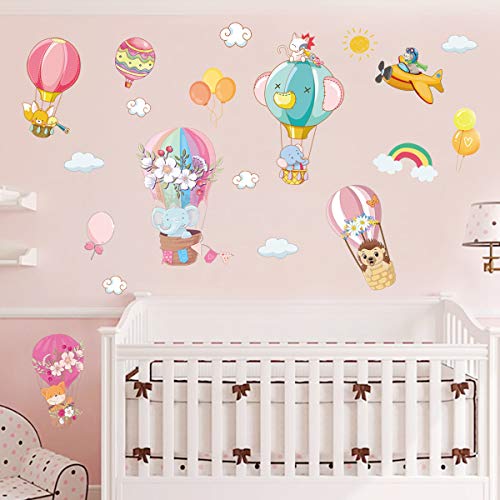 Wandtattoo Tier im Heißluftballon Wandaufkleber Elefant Wandsticker für Kinderzimmer Babyzimmer Schlafzimmer Wanddeko von Decalsweet