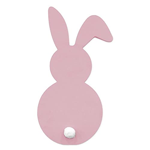 Declea Home Decor DC026FW21 Holzschild für Kinder, Hase, Dekoration, Wanddekoration für Tiere, Kinderzimmer, Ergänzung für Kinderzimmer, Kinderzimmer, Pink, 60 x 34 cm von Declea Home Decor