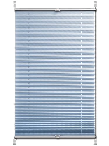 Deco4Me Plissee ohne Bohren (80 x 140 cm, Hellblau Crash) - Blickdicht, lichtdurchlässig, Keine Verdunkelung - Jalousien zum Klemmen - Faltrollos für Fenster von Deco4Me