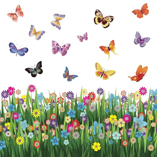 Bunt Schmetterlinge Gras Büro Heim Dekoration Wandaufkleber Kunst Wandsticker Aufkleber Tapete Dekor von WALPLUS