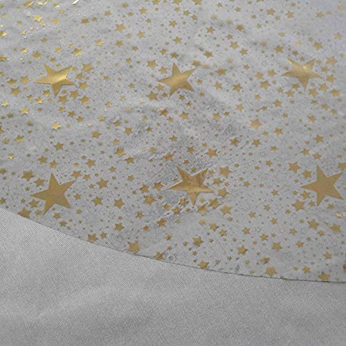Transparente Folie Tischdecke Tischfolie Schutzfolie mit Muster Sterne Gold Oval ca. 140 x 280 cm abwaschbar von DecoHomeTextil