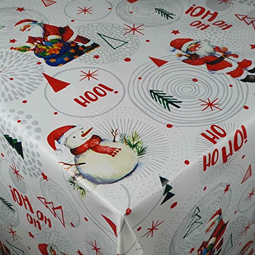 Wachstuch Wachstischdecke Tischdecke Weihnachtstischdecke Größe wählbar Ho Ho Ho Weihnachten Weiß Eckig 130 x 160 cm abwaschbar von DecoHomeTextil