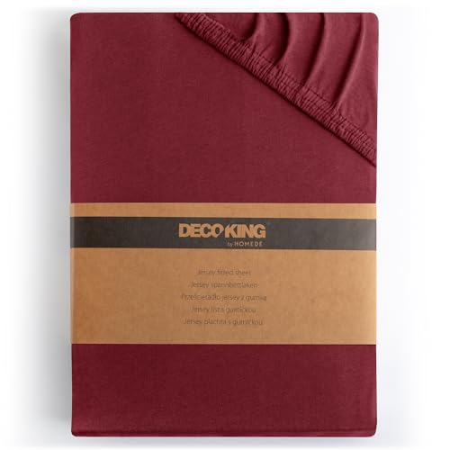 DecoKing Spannbettlaken 120x200 140x200 cm Bordeaux Spannbetttücher Jersey 100% Baumwolle Boxspringbett Amber 120 x 200 140 x 200 von DecoKing