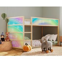 Bunte Regenbogen Aquarell Aufkleber Für Kura Bett - Lustige Kinderzimmer Aufkleber, Ikea von DecoLandiaPrints