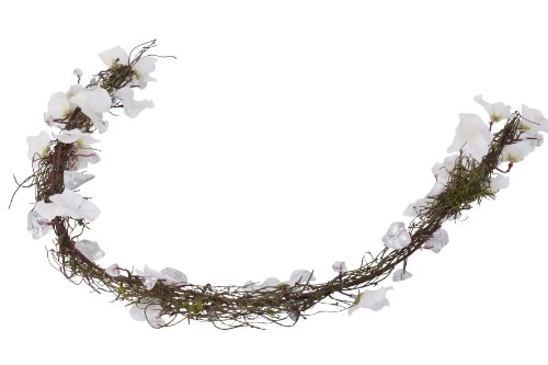 Blumengirlande/Dekogirlande/Tischdeko WEIDE braun/Hortensie Weiss mit Deko Kristallen, 100 cm von DecoProfi