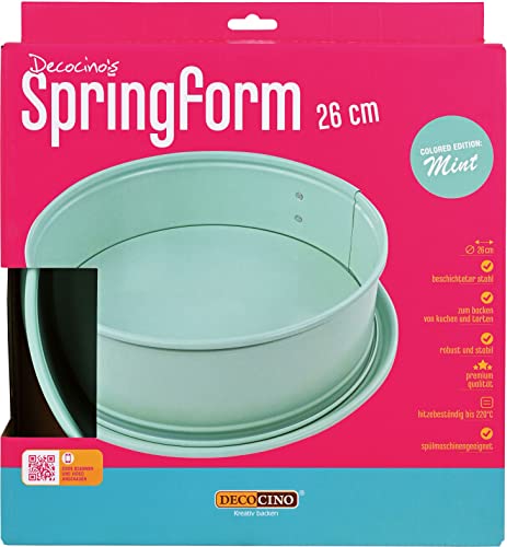 DECOCINO Springform Ø 26 cm - Mint Edition - hochwertige Backform mit Antihaftbeschichtung, zum Backen von Kuchen, Torten uvm. - spülmaschinengeeignet von DECOCINO