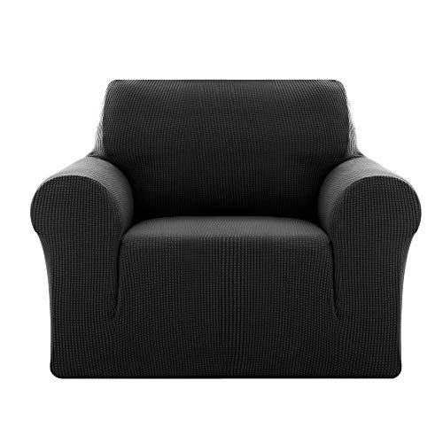 Deconovo Jacquard-Sesselbezug, 1-Sitzer, komfortabel, dehnbar, für Kinder, Schwarz, Sofaschonbezug von Deconovo
