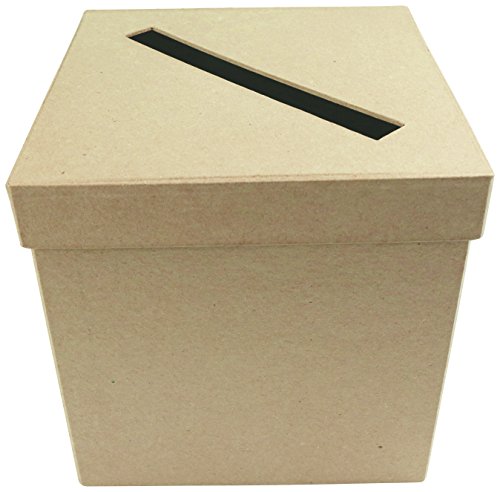 Décopatch EV013O Packung mit 2 Briefkasten (aus Pappmaché zum Verzieren und Personalisieren, quadratisch, 19 x 19 x 19 cm) 1 Pack kartonbraun von Decopatch