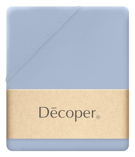 Decoper ® Mako-Feinjersey Spannbettlaken aus 100% Baumwolle | Atmungsaktiv & kuschelig weich | Oeko-Tex Zertifiziert | bis 25 cm Matratzenhöhe | 100 cm x 220 cm | Farbe Blue Sky Blau von Decoper