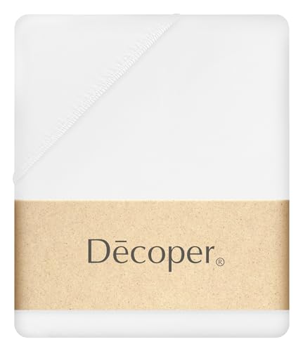 Decoper ® Mako-Feinjersey Spannbettlaken aus 100% Baumwolle | Atmungsaktiv & kuschelig weich | Oeko-Tex Zertifiziert | bis 25 cm Matratzenhöhe | 100 cm x 220 cm | Farbe Weiss von Decoper