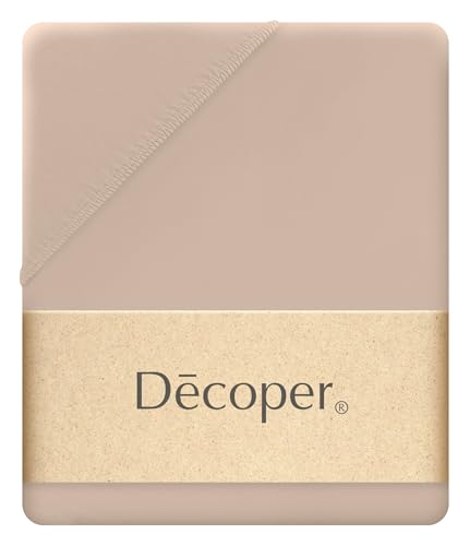 Decoper ® Mako-Feinjersey Spannbettlaken aus 100% Baumwolle | Atmungsaktiv & kuschelig weich | Oeko-Tex Zertifiziert | bis 25 cm Matratzenhöhe | 120 cm x 200 cm | Farbe Düne von Decoper