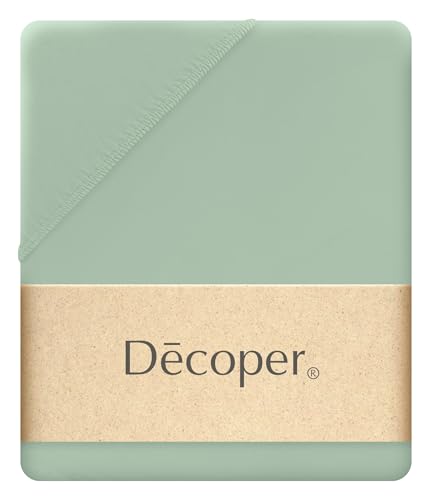 Decoper ® Mako-Feinjersey Spannbettlaken aus 100% Baumwolle | Atmungsaktiv & kuschelig weich | Oeko-Tex Zertifiziert | bis 25 cm Matratzenhöhe | 120 cm x 200 cm | Farbe Eukalyptus von Decoper