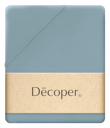 Decoper ® Mako-Feinjersey Spannbettlaken aus 100% Baumwolle | Atmungsaktiv & kuschelig weich | Oeko-Tex Zertifiziert | bis 25 cm Matratzenhöhe | 180-200 cm x 200 cm | Farbe Aquamarin von Decoper