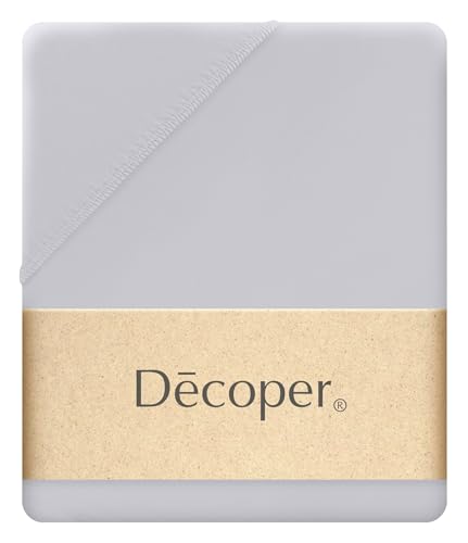 Decoper ® Mako-Feinjersey Spannbettlaken aus 100% Baumwolle | Atmungsaktiv & kuschelig weich | Oeko-Tex Zertifiziert | bis 25 cm Matratzenhöhe | 180-200 cm x 200 cm | Farbe Hellgrau von Decoper