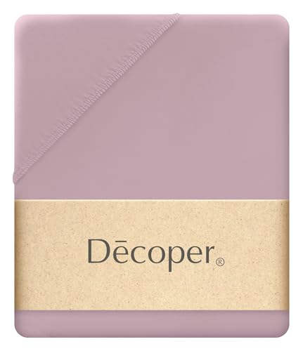 Decoper ® Mako-Feinjersey Spannbettlaken aus 100% Baumwolle | Atmungsaktiv & kuschelig weich | Oeko-Tex Zertifiziert | bis 25 cm Matratzenhöhe | 90-100 cm x 200 cm | Farbe Mauve von Decoper