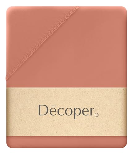 Decoper ® Mako-Feinjersey Spannbettlaken aus 100% Baumwolle | Atmungsaktiv & kuschelig weich | Oeko-Tex Zertifiziert | bis 25 cm Matratzenhöhe | 90-100 cm x 200 cm | Farbe Siena von Decoper