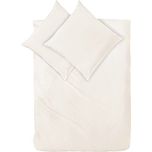 Decoper ® Mako-Satin Bettwäsche aus 100% Baumwolle | Atmungsaktiv & kuschelig weich | Farbe Champagner Creme Weiß| 3 teilig - 200 x 200 cm + (2X) 80 x 80 cm von Decoper