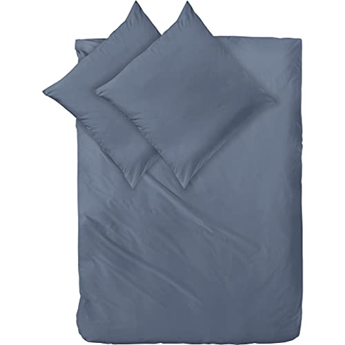 Decoper ® Mako-Satin Bettwäsche aus 100% Baumwolle | Atmungsaktiv & kuschelig weich | Farbe Denim Blau| 3 teilig - 200 x 200 cm + (2X) 80 x 80 cm von Decoper