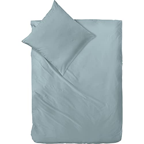 Decoper ® Mako-Satin Bettwäsche aus 100% Baumwolle | Atmungsaktiv & kuschelig weich | Farbe Graugrün | 2 teilig - 135 x 200 cm + 80 x 80 cm von Decoper