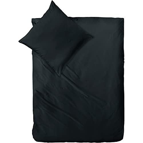 Decoper ® Mako-Satin Bettwäsche aus 100% Baumwolle | Atmungsaktiv & kuschelig weich | Farbe Schwarz | 2 teilig - 155 x 220 cm + 80 x 80 cm von Decoper