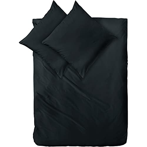 Decoper ® Mako-Satin Bettwäsche aus 100% Baumwolle | Atmungsaktiv & kuschelig weich | Farbe Schwarz | 3 teilig - 200 x 200 cm + (2X) 80 x 80 cm von Decoper