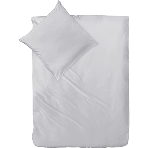 Decoper ® Mako-Satin Bettwäsche aus 100% Baumwolle | Atmungsaktiv & kuschelig weich | Farbe Silber Hellgrau| 2 teilig - 135 x 200 cm + 80 x 80 cm von Decoper