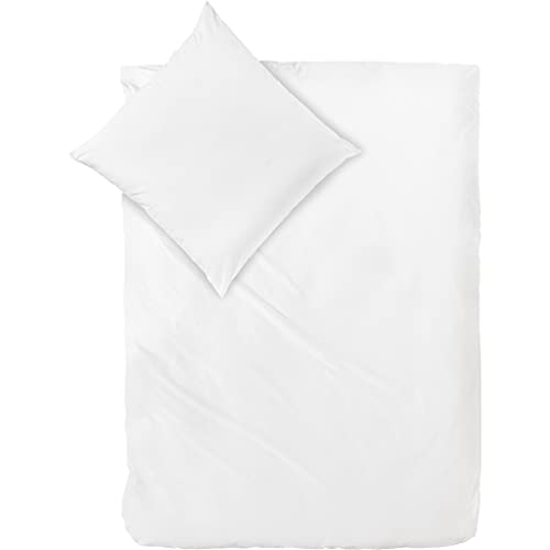 Decoper ® Mako-Satin Bettwäsche aus 100% Baumwolle | Atmungsaktiv & kuschelig weich | Farbe Weiß | 2 teilig - 135 x 200 cm + 80 x 80 cm von Decoper