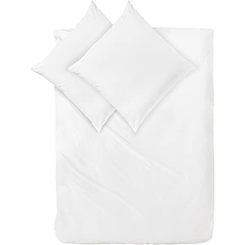 Decoper ® Mako-Satin Bettwäsche aus 100% Baumwolle | Atmungsaktiv & kuschelig weich | Farbe Weiß | 3 teilig - 200 x 200 cm + (2X) 80 x 80 cm von Decoper