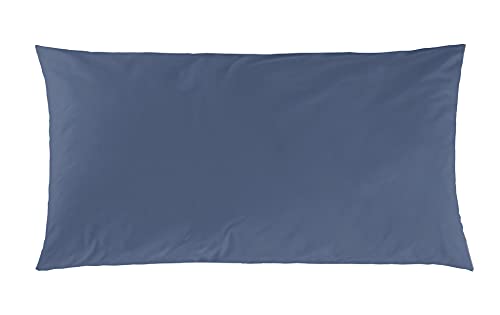 Decoper ® Mako-Satin Kissenbezug aus 100% Baumwolle | Atmungsaktiv & kuschelig weich | Farbe Denim Blau | 1 teilig - 40 x 80 cm von Decoper