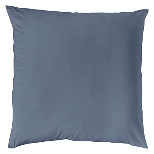Decoper ® Mako-Satin Kissenbezug aus 100% Baumwolle | Atmungsaktiv & kuschelig weich | Farbe Denim Blau | 1 teilig - 80 x 80 cm von Decoper