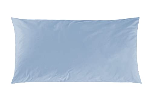 Decoper ® Mako-Satin Kissenbezug aus 100% Baumwolle | Atmungsaktiv & kuschelig weich | Farbe Rauchblau Blau Hell | 1 teilig - 40 x 80 cm von Decoper